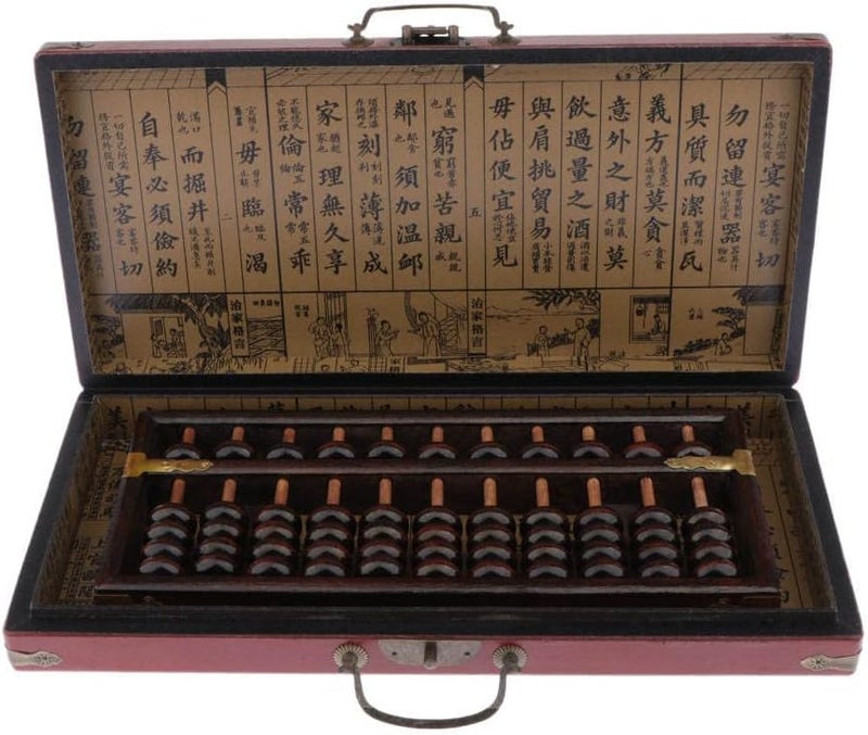 klarako Vintage Style Wooden Abacus - Professional 11 Chinese Wood Column Calculator with Reset Button Craftsmanship with Storage Box - Image 2