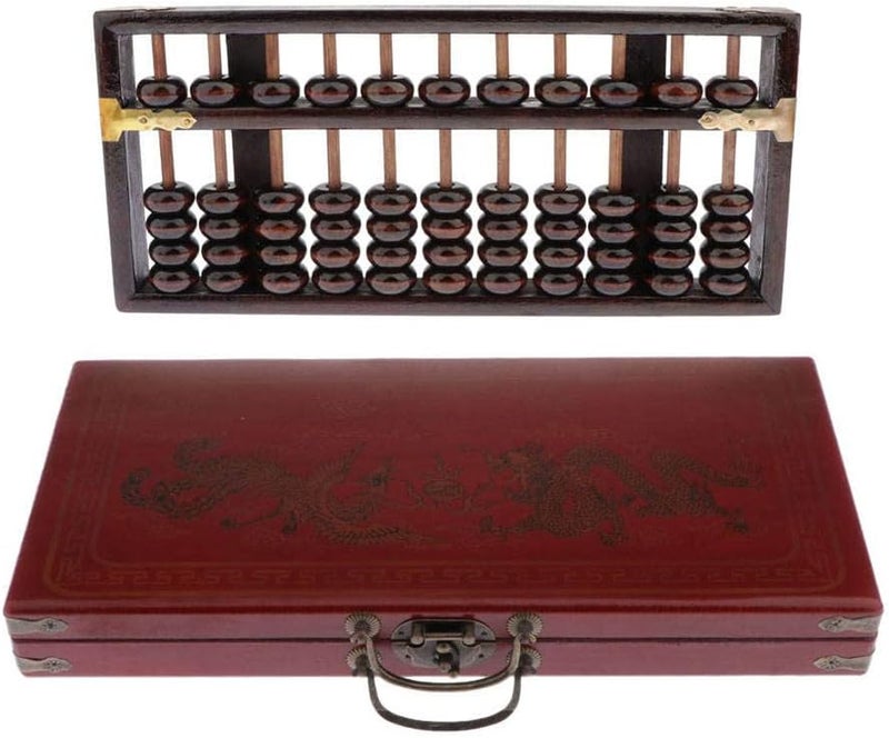 klarako Vintage Style Wooden Abacus - Professional 11 Chinese Wood Column Calculator with Reset Button Craftsmanship with Storage Box - Image 4