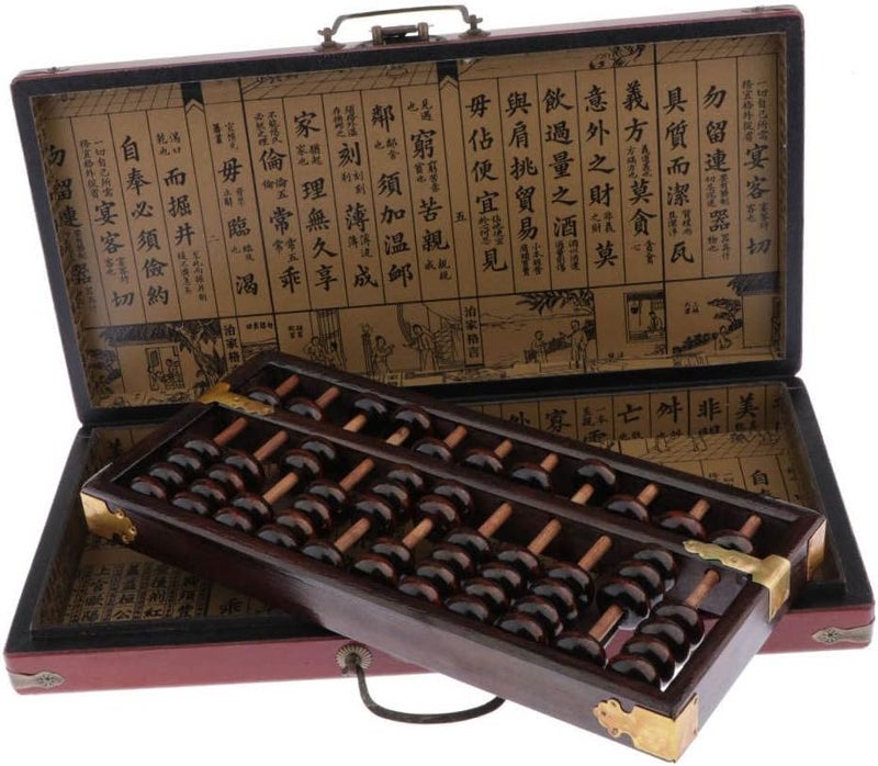 klarako Vintage Style Wooden Abacus - Professional 11 Chinese Wood Column Calculator with Reset Button Craftsmanship with Storage Box - Image 3