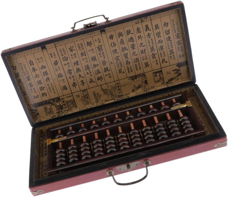 klarako Vintage Style Wooden Abacus - Professional 11 Chinese Wood Column Calculator with Reset Button Craftsmanship with Storage Box - Image 1
