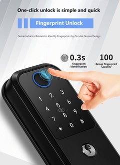 Glanfen Fingerprint Door Lock, Smart Door Lock with TUTA app/ IC Card/ Fringerprint/ Password/ Key, Suitable for Apartment/Home/Office/Rental House/Hotel  - Image 3