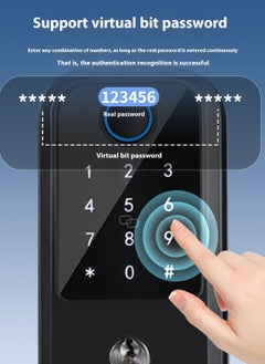Glanfen Fingerprint Door Lock, Smart Door Lock with TUTA app/ IC Card/ Fringerprint/ Password/ Key, Suitable for Apartment/Home/Office/Rental House/Hotel  - Image 5