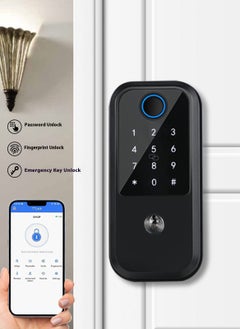Glanfen Fingerprint Door Lock, Smart Door Lock with TUTA app/ IC Card/ Fringerprint/ Password/ Key, Suitable for Apartment/Home/Office/Rental House/Hotel  - Image 4