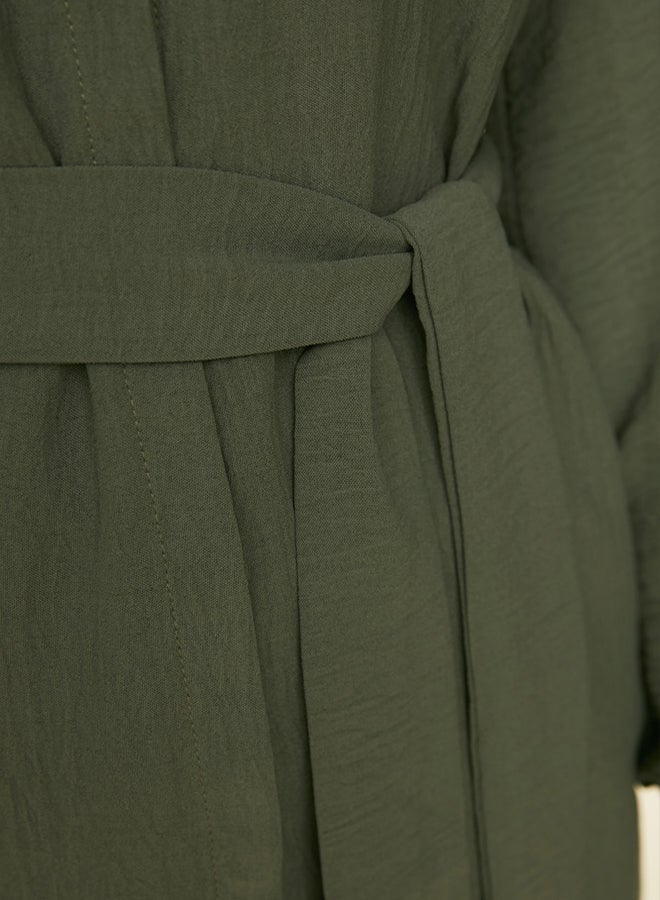 trendyol Green Belted Hidden Pat Woven Shirt TCTSS21TN0049 - Image 4