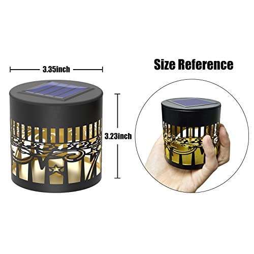 gardencave 4 Pack Solar Fence Lights Metal Solar Powered Outdoor Wall Deck Lights Sun Moon Theme Waterproof Fence Light for Garden Post Patio Backyard Yard Decor (Face, 4 Pack) - Image 5
