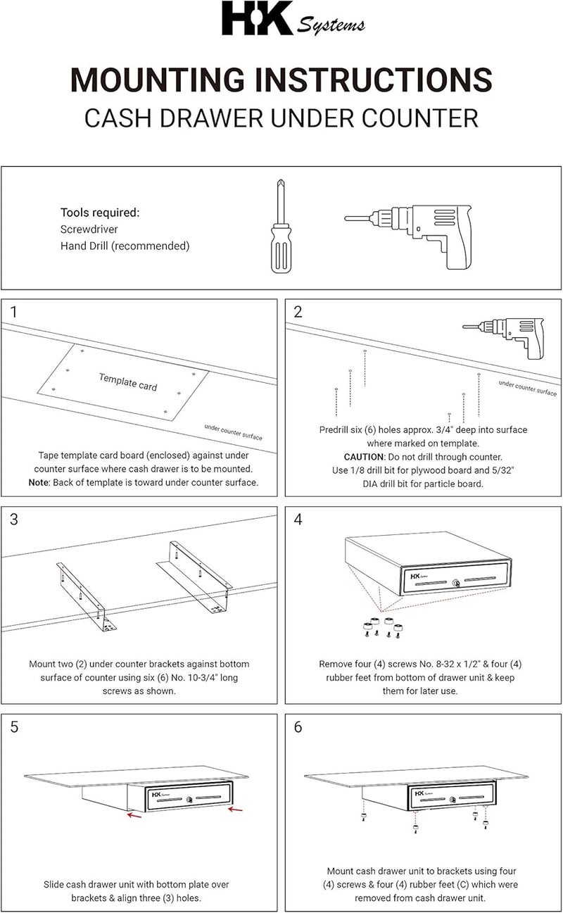 HK SYSTEMS Under Counter Mounting Metal Bracket for 13" Cash Drawer - Image 5