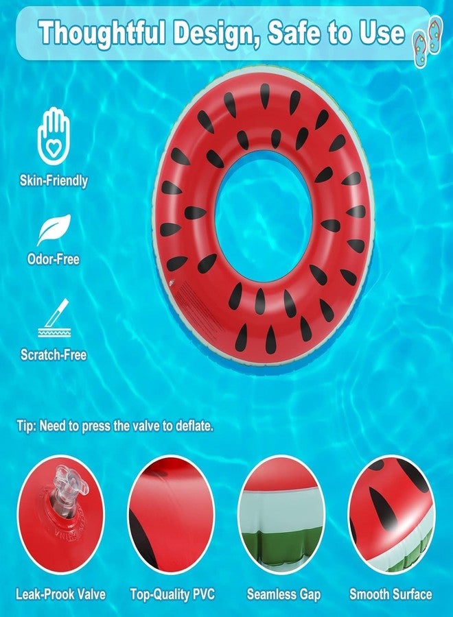 FEBLICH Watermelon Inflatable Pool Floats, Pool Tubes Swim Ring Pool Float, 80CM Pool Float Tube, Pool Inner Tube Beach Floats for Adults, Blow Up Floaties Water Floaties Pool Raft Lounger Lake (Watermelon) - Image 2