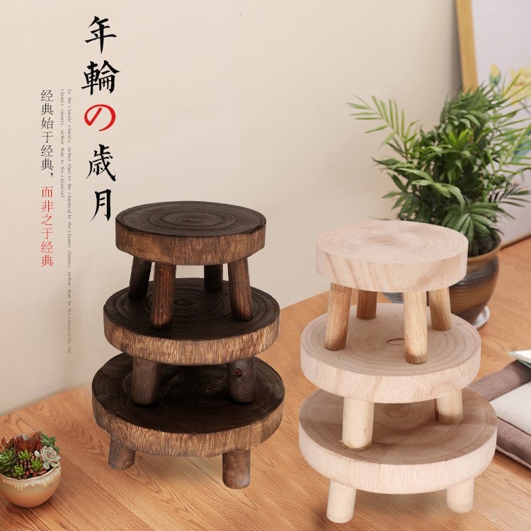 Solid Wood Green Plant Succulent Garden Bench High Stool Balcony Succulent Orchid Stand Best-Selling Model Storage Flower Pot Stand - Image 3