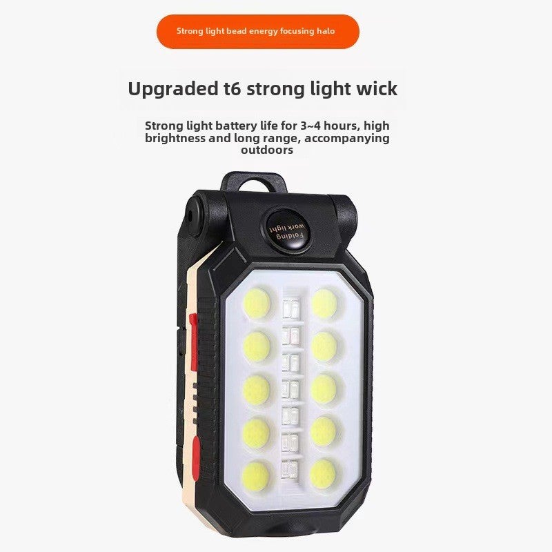 Cross-border COB work light USB charging folding outdoor camping light magnet maintenance light multi-function lighting flashlight(W598A) - Image 5