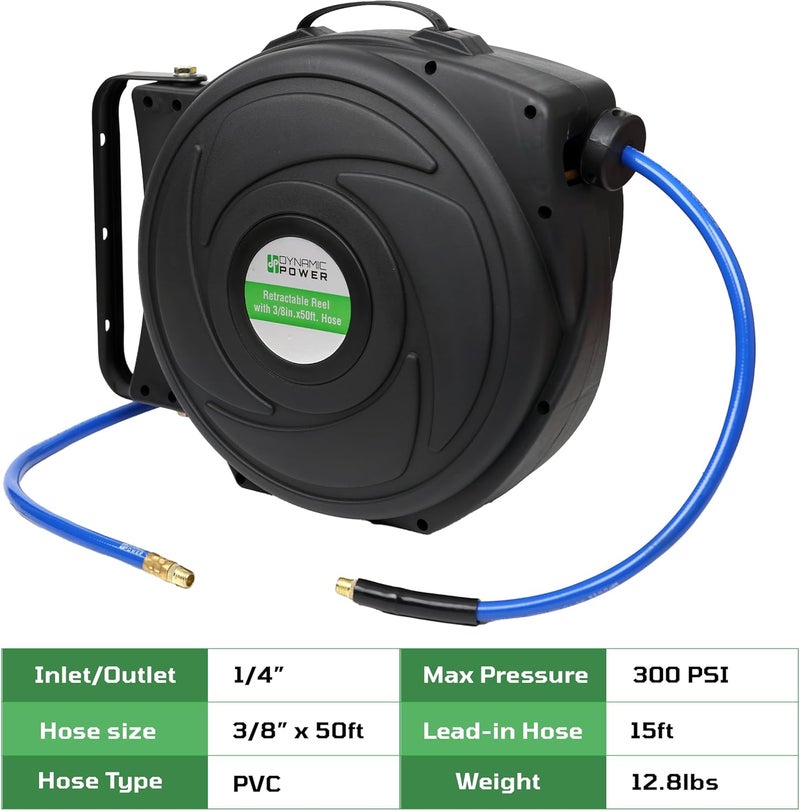 Dynamic Power Elite Retractable Air Hose Reel with 3/8-Inch by 50-Feet Hose - Image 2