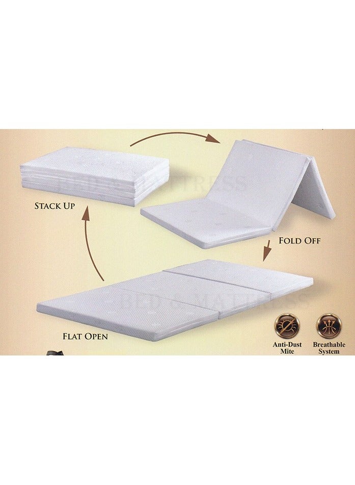 Comfy Classic & Portable White Folding Knitted Cotton Mattress 180x 90x 7Cm - Image 3