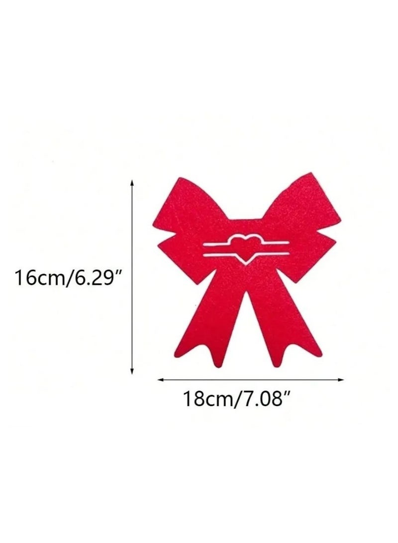 Valentine’s Day Decoration – Cutlery Holder Set for Dining Table, Set of 4 Pieces, Bow Design with Heart, Adds a Romantic and Elegant Touch to the Table for Valentine’s Day, Anniversaries, and Romantic Dinners - Image 3