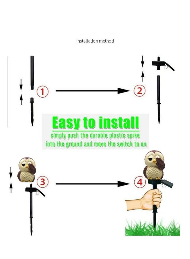 2 Pieces Owl Shaped Solar LED Lights Effect Garden Light Auto On OR Off Dust To Dawn Outdoor Waterproof Landscape Decoration Solar Powered Security Torch Light - Image 4