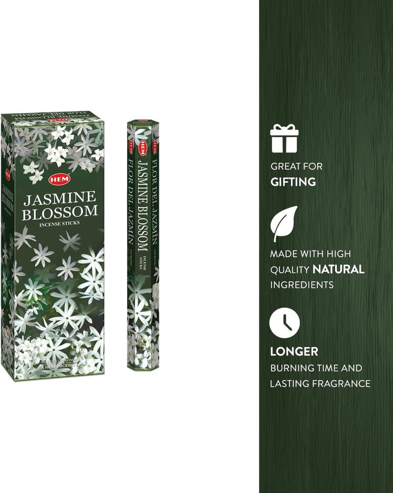 HEM Jasmine Blossom Incense Sticks - Box of Six 20 Stick Hex Tubes, Hand Rolled in India - Image 3