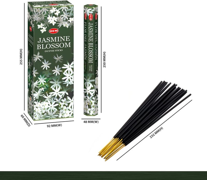 HEM Jasmine Blossom Incense Sticks - Box of Six 20 Stick Hex Tubes, Hand Rolled in India - Image 2