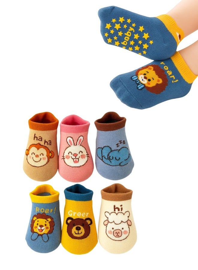 GUCHIGU Anti Slip Socks with Non Skid Rubber Grips for 1-3 Years Kids, Boys, Girls - ASS2244A (Pack of 6 Pairs Socks) - Image 2