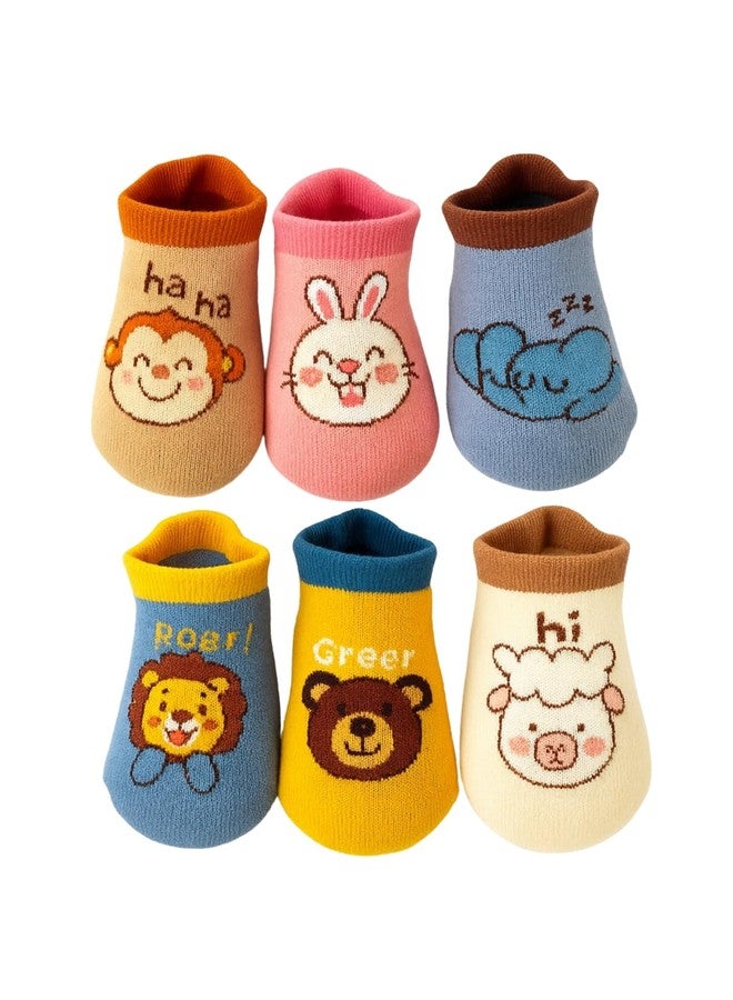 GUCHIGU Anti Slip Socks with Non Skid Rubber Grips for 1-3 Years Kids, Boys, Girls - ASS2244A (Pack of 6 Pairs Socks) - Image 1