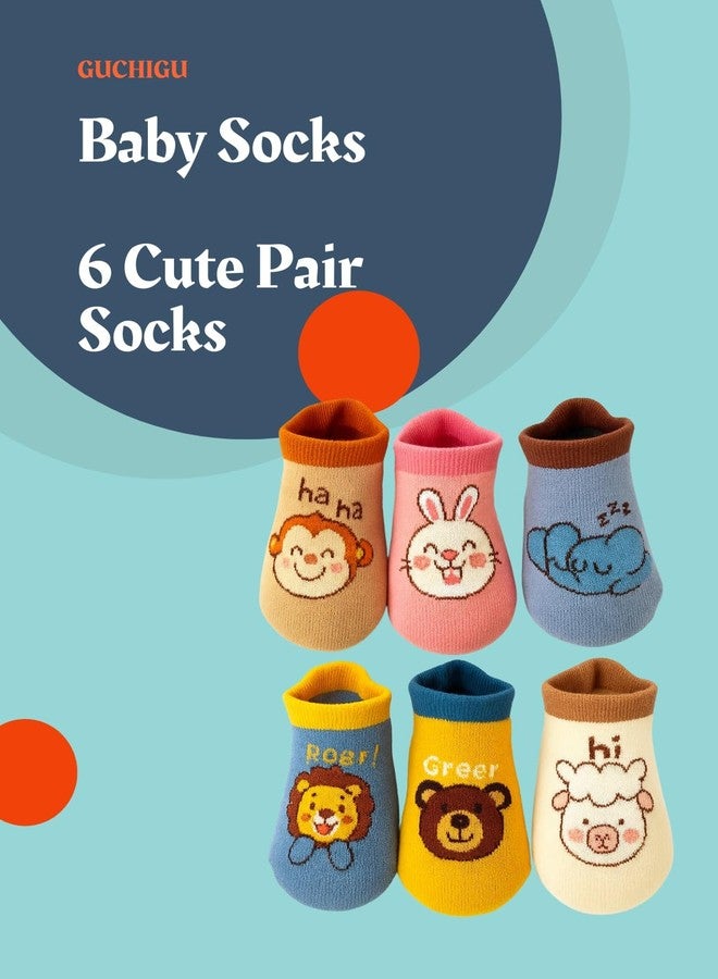 GUCHIGU Anti Slip Socks with Non Skid Rubber Grips for 1-3 Years Kids, Boys, Girls - ASS2244A (Pack of 6 Pairs Socks) - Image 5