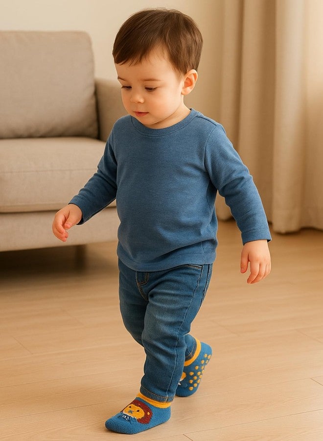 GUCHIGU Anti Slip Socks with Non Skid Rubber Grips for 1-3 Years Kids, Boys, Girls - ASS2244A (Pack of 6 Pairs Socks) - Image 3