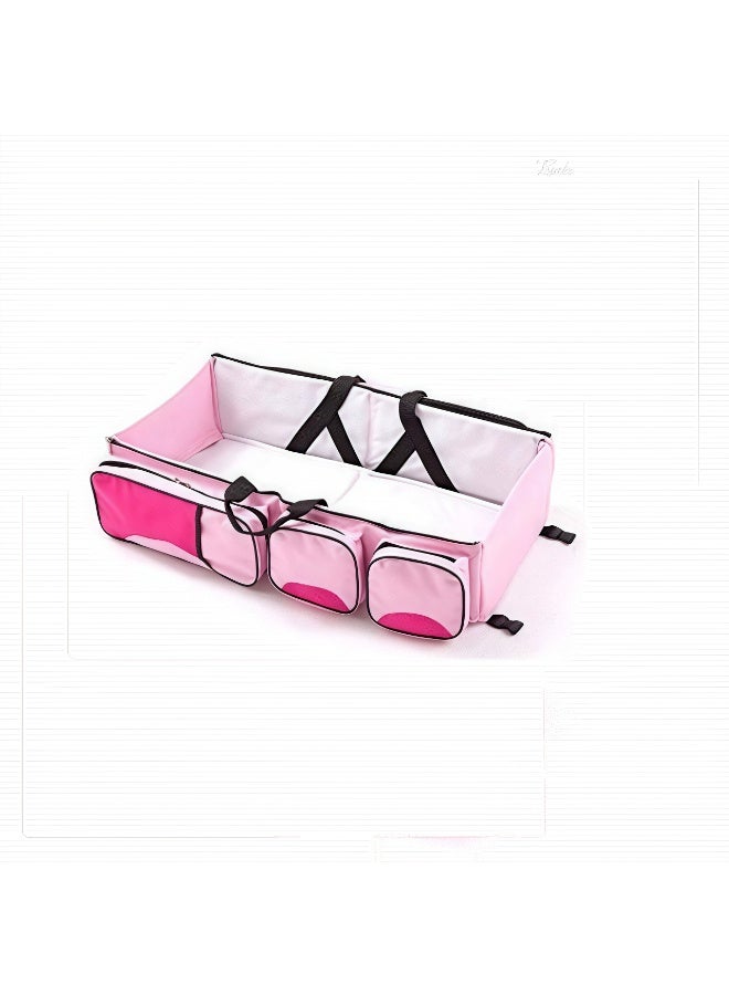 Portable Multifunctional Baby Travel Bed Cot/Bassinet and Folding Mummy Diaper Bag (Pink)  - Image 2