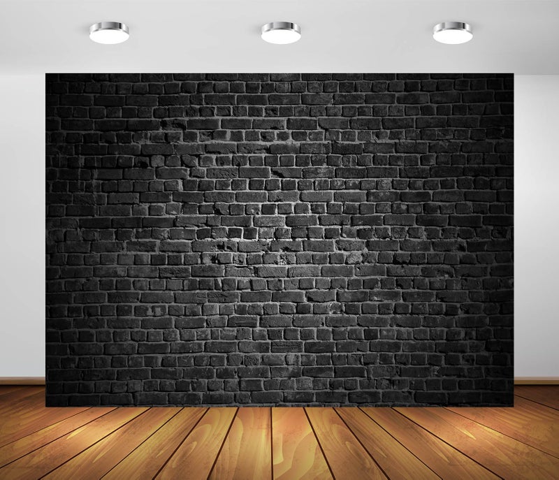 BELECO 7x5ft Fabric Vintage Stone Brick Black Wall Background - Party Decorations, Birthday Photoshoot, Home Wall Decor, Photo Booth Studio Props - Image 1