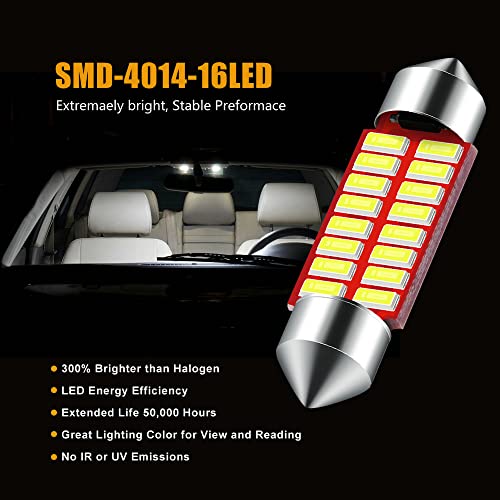 DODOFUN 12V 36MM Festoon 6418 DE3423 DE3425 LED Bulbs for Car Number Tag License Plate Interior Map Dome Trunk Door Courtesy Footwell Light 6000K White Ultra Bright Pack of 10 - Image 3