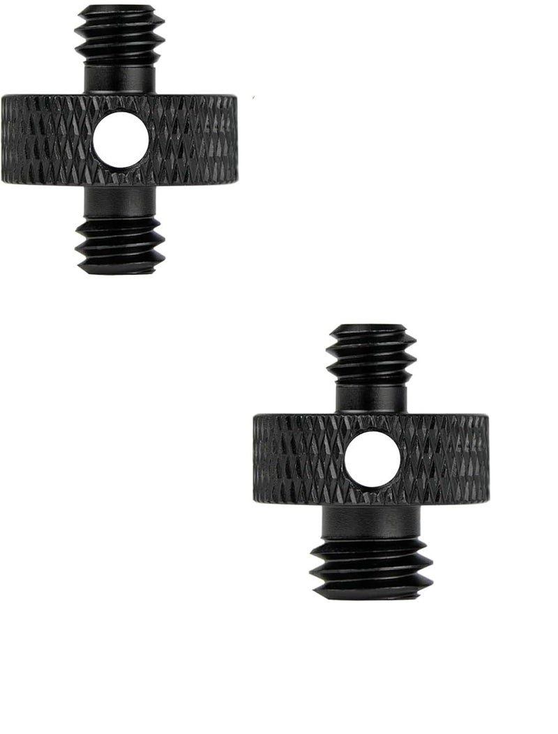 SHOPEE محول برغي تركيب الكاميرا 1/4" إلى 1/4" و 1/4" إلى 3/8" مع ثقب مجموعة 2 قطع لتركيب الكاميرا على الحامل ضوء DSLR (أسود) - Image 1