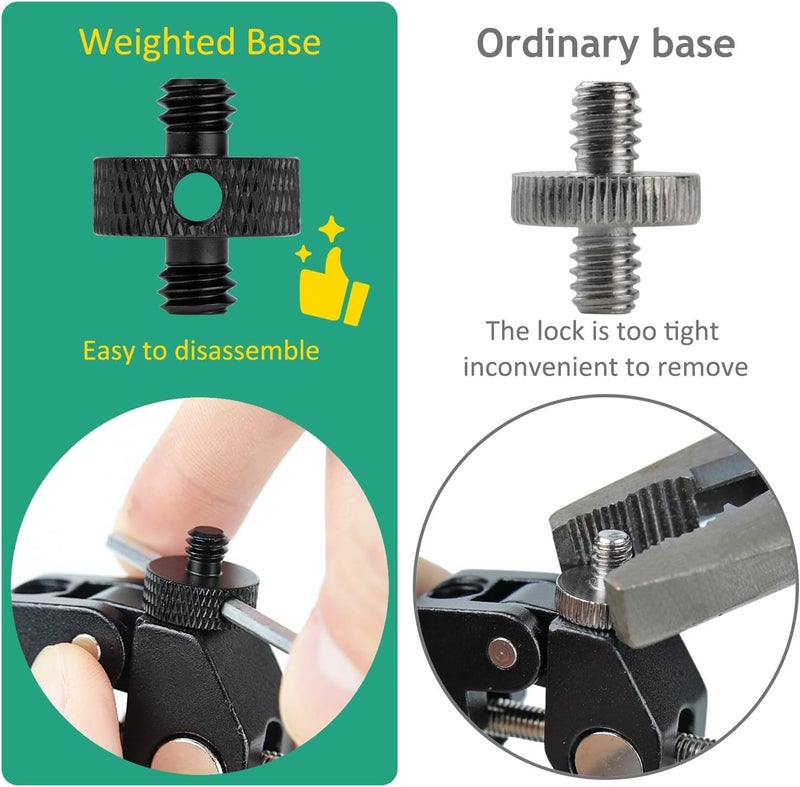 SHOPEE محول برغي تركيب الكاميرا 1/4" إلى 1/4" و 1/4" إلى 3/8" مع ثقب مجموعة 2 قطع لتركيب الكاميرا على الحامل ضوء DSLR (أسود) - Image 4