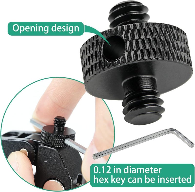 SHOPEE محول برغي تركيب الكاميرا 1/4" إلى 1/4" و 1/4" إلى 3/8" مع ثقب مجموعة 2 قطع لتركيب الكاميرا على الحامل ضوء DSLR (أسود) - Image 3