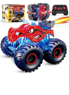 Excefore Remote Control Monster Trucks, 2.4 GHz High-Speed RC Dinosaur Car & 360°Stunt 2 Rechargeable Batteries，Dinosaur Toys for Kids 3 4 5 6 7 8 (Red)  - Image 1