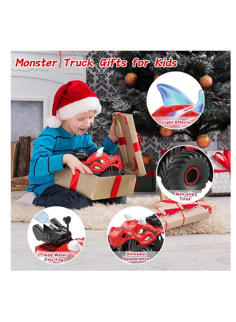 Excefore Remote Control Monster Trucks, 2.4 GHz High-Speed RC Dinosaur Car & 360°Stunt 2 Rechargeable Batteries，Dinosaur Toys for Kids 3 4 5 6 7 8 (Red) - Image 5