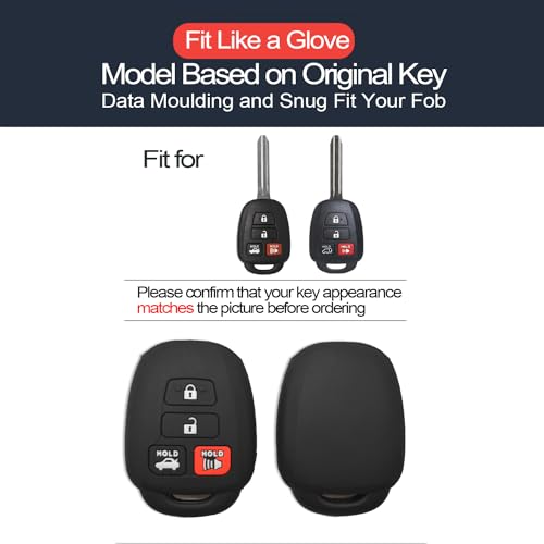 INFIPAR 2pcs Compatible with Toyota RAV4 Camry Corolla 86 Highlander Avalon Corolla iM Sequoia Venza Yaris iA Remote Head 4 Buttons Black Key Fob Cover Case Key Chain Protector Keyless Remote Holder - Image 2