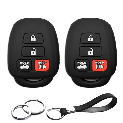 INFIPAR 2pcs Compatible with Toyota RAV4 Camry Corolla 86 Highlander Avalon Corolla iM Sequoia Venza Yaris iA Remote Head 4 Buttons Black Key Fob Cover Case Key Chain Protector Keyless Remote Holder - Image 1