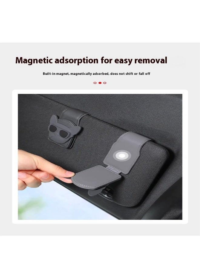 LinJie Sunglasses Holders for Car Sun Visor,Leather Car Interior Sunshade Accessories,Magnetic Portable Car Glasses Storage Box,Suitable for All Models,Black - Image 5