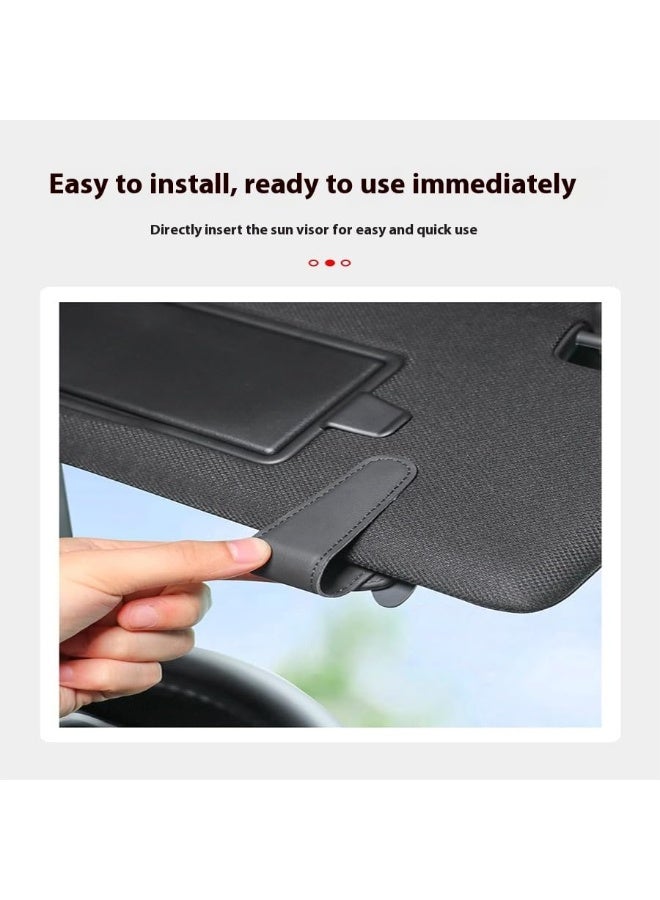 LinJie Sunglasses Holders for Car Sun Visor,Leather Car Interior Sunshade Accessories,Magnetic Portable Car Glasses Storage Box,Suitable for All Models,Black - Image 3