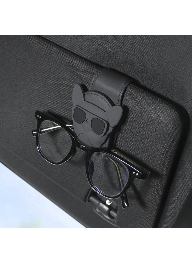LinJie Sunglasses Holders for Car Sun Visor,Leather Car Interior Sunshade Accessories,Magnetic Portable Car Glasses Storage Box,Suitable for All Models,Black - Image 1