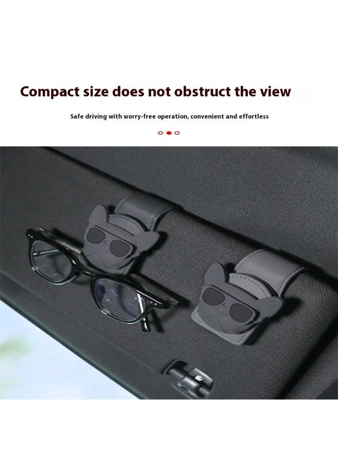 LinJie Sunglasses Holders for Car Sun Visor,Leather Car Interior Sunshade Accessories,Magnetic Portable Car Glasses Storage Box,Suitable for All Models,Black - Image 4