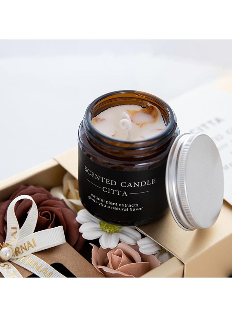 ARNOTEC Scented Candles, Natural Soy Wax, Artificial Flower, Gift Set, Scented Candles for Women, Wedding, Valentine's Day, Christmas, Mother's Day (Rose)  - Image 2