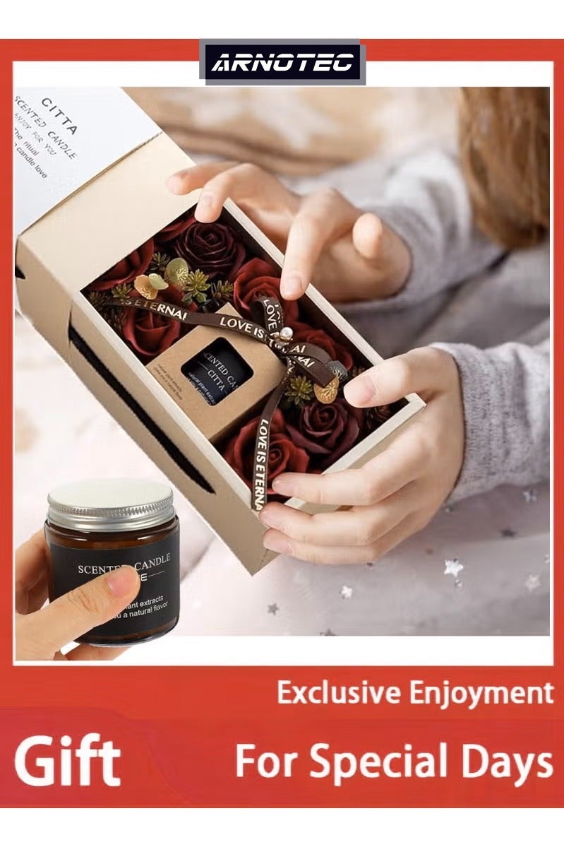 ARNOTEC Scented Candle Gift Set – Natural Soy Wax Candle with Artificial Rose Flower, Elegant Aromatherapy Gift for Wedding, Valentine’s Day, Christmas, Mother’s Day, Anniversary & Birthday Gifts for Women - Image 2