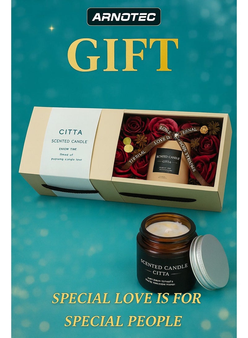 ARNOTEC Scented Candle Gift Set – Natural Soy Wax Candle with Artificial Rose Flower, Elegant Aromatherapy Gift for Wedding, Valentine’s Day, Christmas, Mother’s Day, Anniversary & Birthday Gifts for Women - Image 1