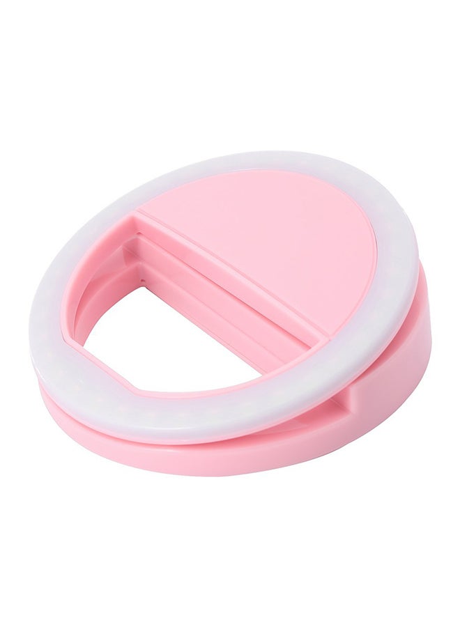 Portable Selfie Light Ring Clip LED Flash Pink/White - Image 1