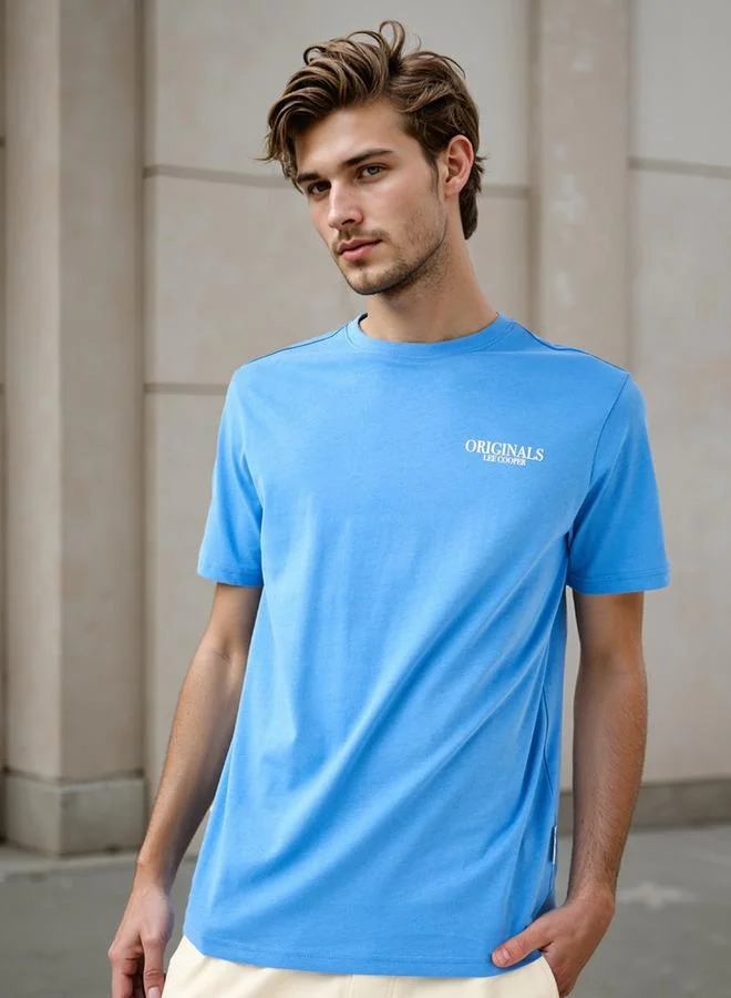 Lee Cooper  Lee Cooper Typographic Print Crew Neck T-shirt for Men | Best Price UAE
