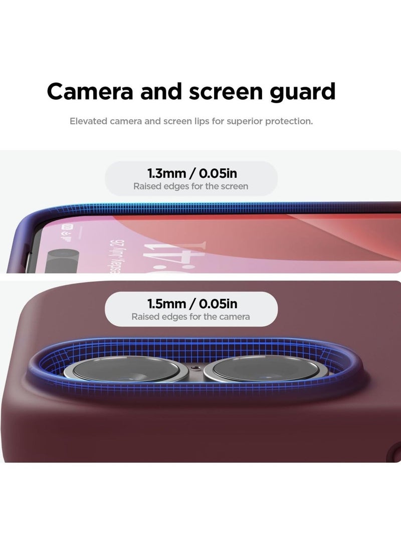 Raxoom Burgundy Liquid Silicone Case for iPhone 16 Plus - Full Body Protection, Shockproof, Slim Design with Anti-Scratch Microfiber Lining - Image 4