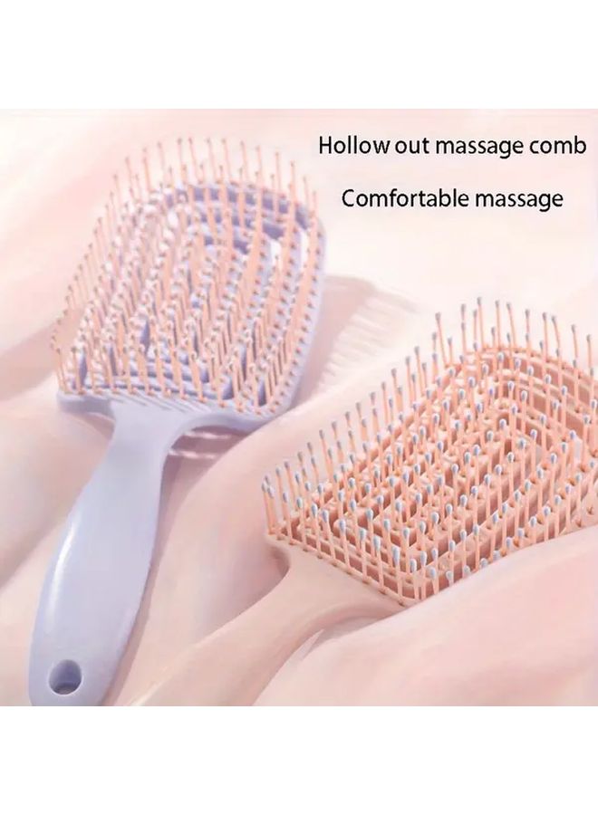 1pc Large Curved Detangling Hairbrush with Pink Bristles Scalp Massager Acupressure Ergonomic ABS Handle Lightweight Hair Brush for All Hair Types Curly Straight - Image 1