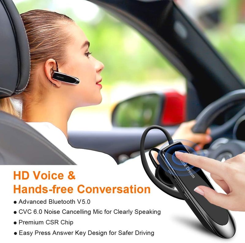 Link Dream Bluetooth Earpiece for Cell Phones Wireless V5.0 Hands Free Headset Noise Canceling Mic 24Hrs Talking 1440Hrs Standby Compatible with Mobile Phone Tablet Laptop for Work from Home Driver - Image 2