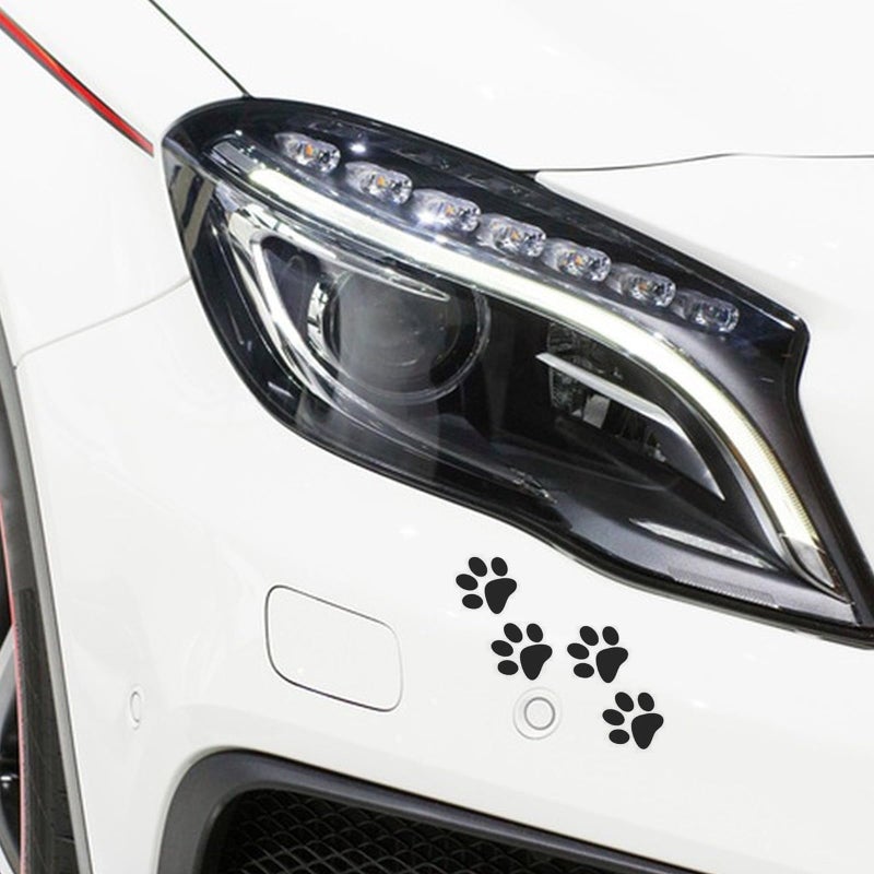 24 Pcs Black Carbon Fiber Car Decals Cat Footprint Stickers For Body And Window - Image 5