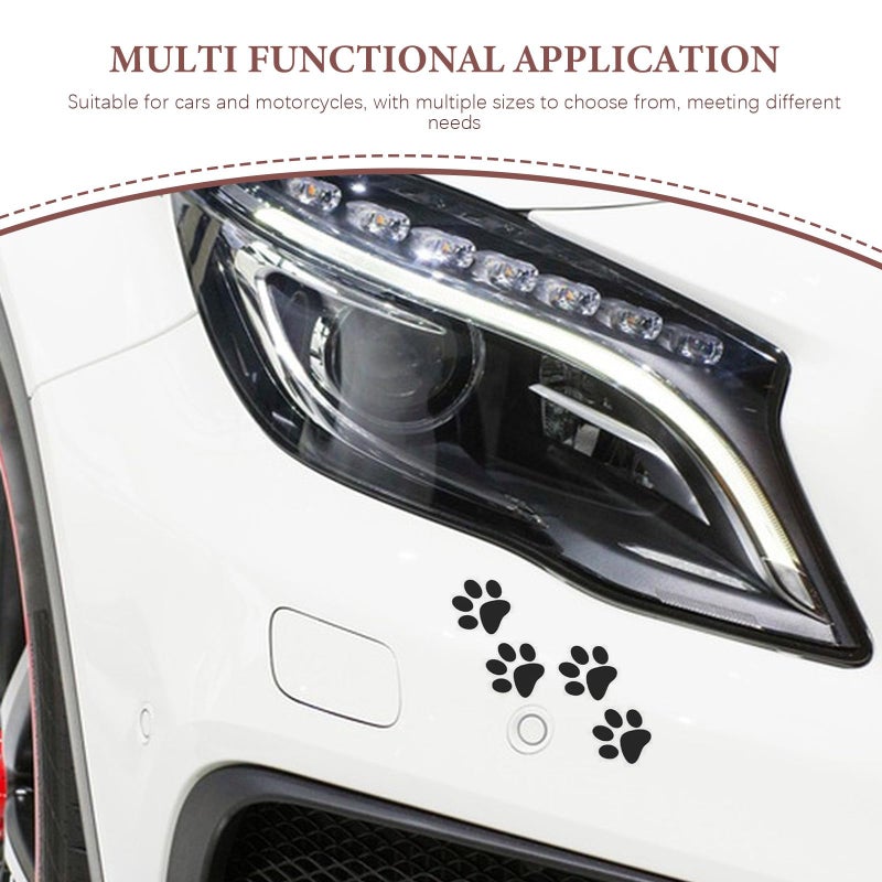 24 Pcs Black Carbon Fiber Car Decals Cat Footprint Stickers For Body And Window - Image 4