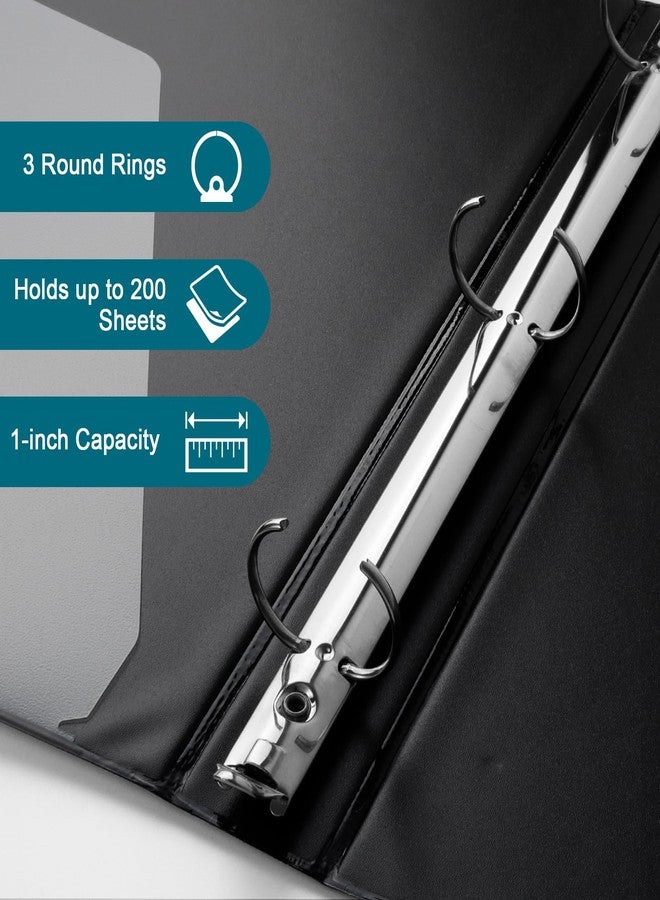 XRUNMIX 1'' Economy 3-Ring Binders, 1-inch Round Rings, Holds 200 Sheets US Letter Size, ClearVue Presentation View, Non-Stick, Black (12) - Image 3