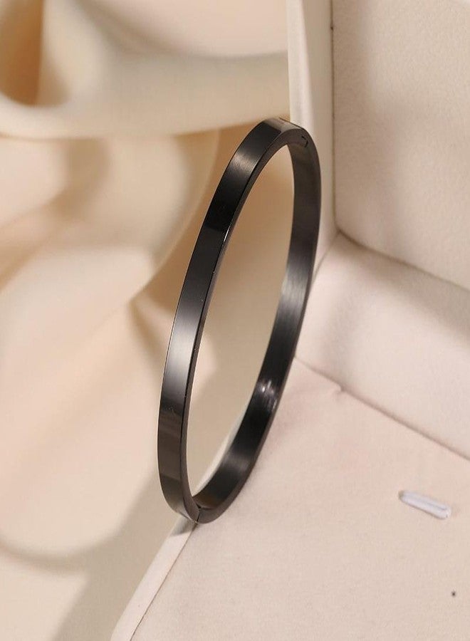 ZIVOM® Surgical Stainless Steel Matte Black Oval Macho Kada Bracelet For Men - Image 2