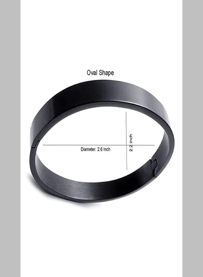 ZIVOM® Surgical Stainless Steel Matte Black Oval Macho Kada Bracelet For Men - Image 3
